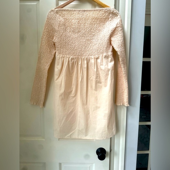 Bobbles & Lace Honeybun Natural Dress/ Natural/ Small smocked top and sleeves. - Picture 5 of 6